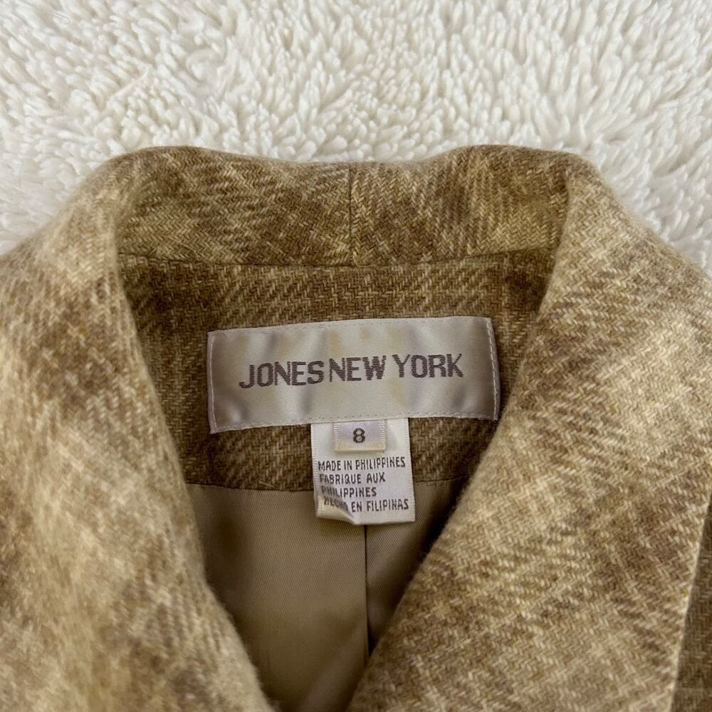 Jones New York Womens Biege Plaid Blazer Wool Blend Size 8 Preppy Soft Core - Picture 5 of 6